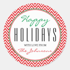 Adesivo Red & White Chevron "Felizes Feriados" Xmas