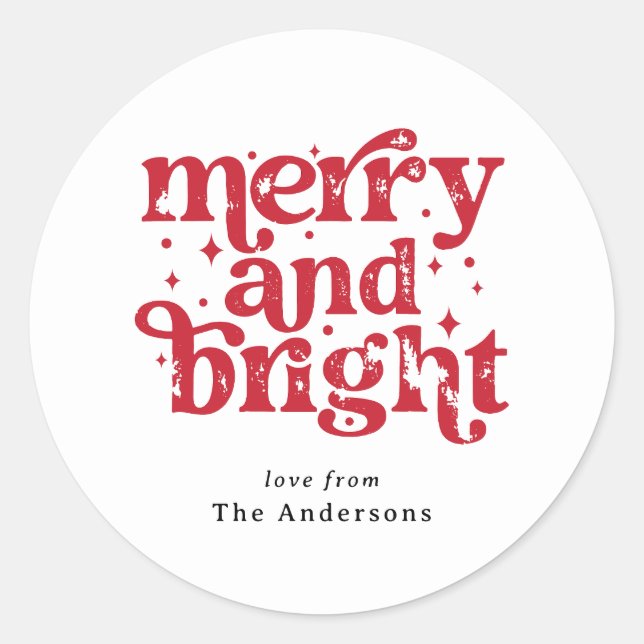 Adesivo Red & White Christmas Merry & Bright Personalized (Frente)