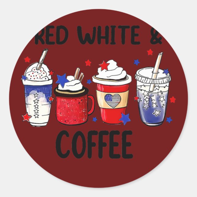Adesivo Red White Coffee 4th Of July Coffee Lovers (Frente)