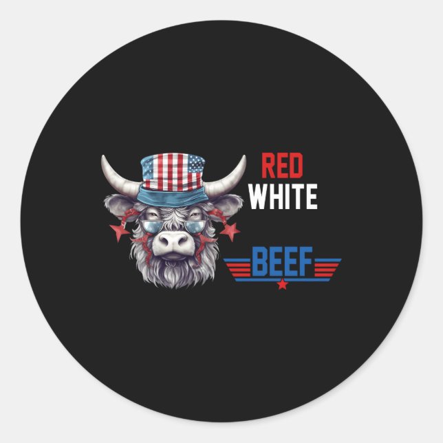 Adesivo Red White E Beef Bandeira Usa 4 De Julho Vaca (Frente)