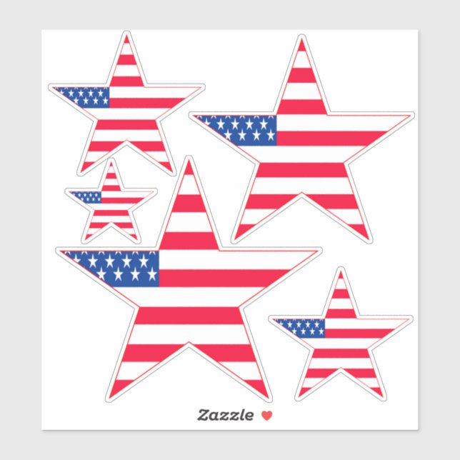 Adesivo Red White e Blue American Flag Stars (Folha)