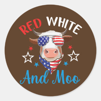 Adesivo Red White E Moo 4 De Julho Vaca USA Bandeira Farme