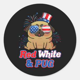 Adesivo Red White E Pug Independence Day Usa cãozinho 4