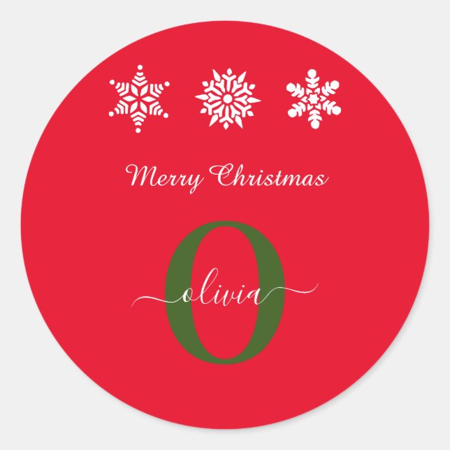 Adesivo Red White Green Monograma Script Feliz Natal (Frente)