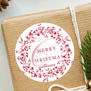 Adesivo Red & White Modern Wildflower Wreath Natal