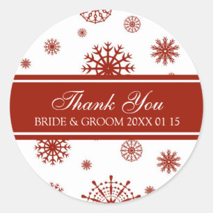 Adesivo Red White Obrigado Casamento no inverno Marcas Fav