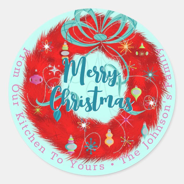 Adesivo Red Wreath Retro Natal (Frente)