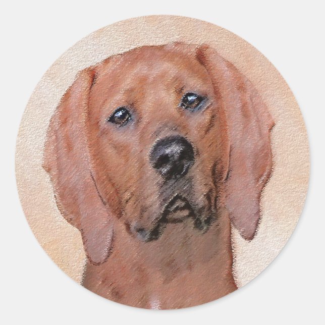 Adesivo Redbone Coonhound Painting - Arte De Cachorro Orig (Frente)
