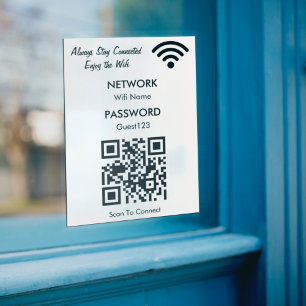 Adesivo Rede Wifi Com Texto Personalizado De Código QR Pa