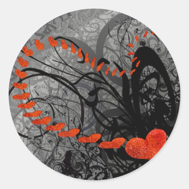 Adesivo Redemoinhos de Coração Preto e Vermelho (Frente)