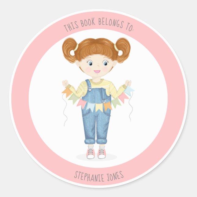 Adesivo Redhead Girl in Overalls Este livro pertence a (Frente)