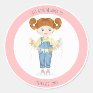 Adesivo Redhead Girl in Overalls Este livro pertence a