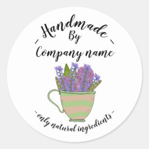 Adesivo Redonda De Teacup De Homemade Floral Feita À Mão