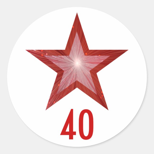 Adesivo redondo "40" da Estrela Vermelha branco (Frente)