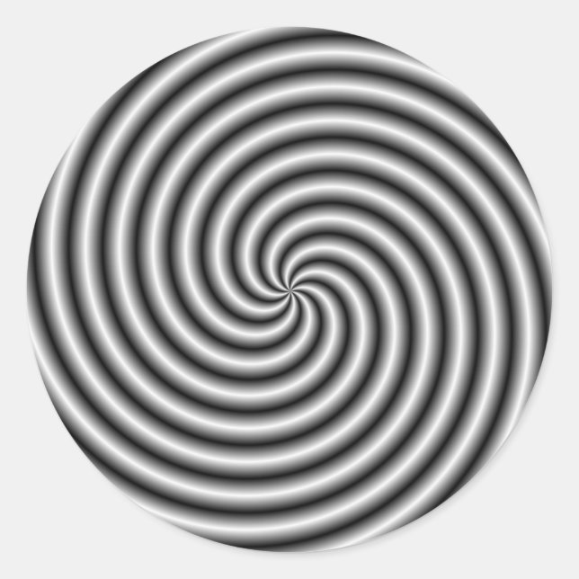 Adesivo redondo A espiral a preto e branco (Frente)