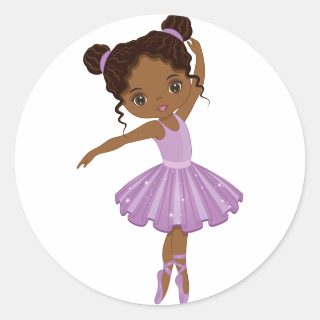 Adesivo redondo afro-americano Cute Ballerina (Frente)