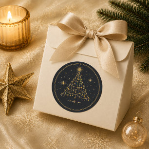Adesivo Redondo Árvore de Natal Celestial Dourada