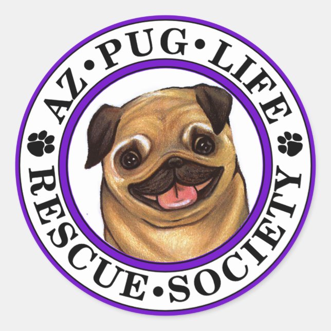 Adesivo redondo AZ Pug Life (Frente)