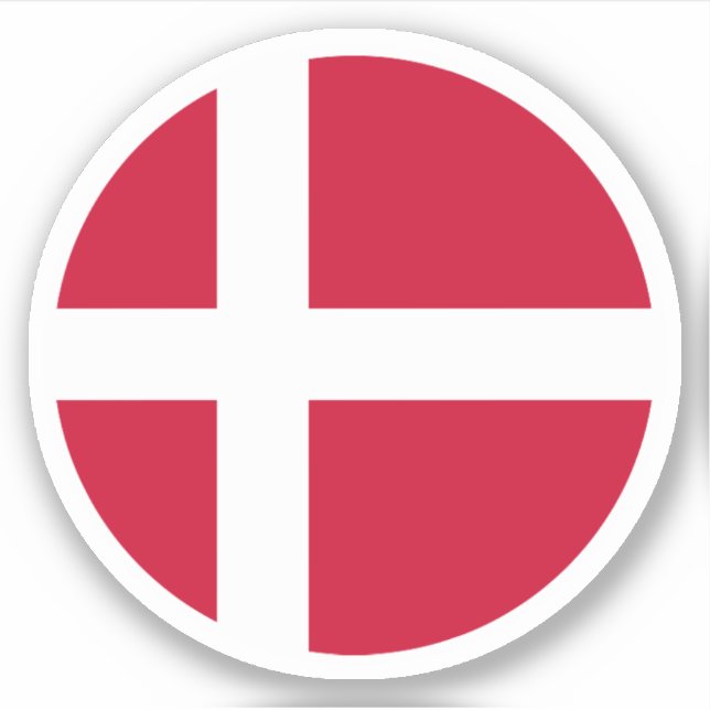 Adesivo Redondo Bandeira da Dinamarca (Frente)