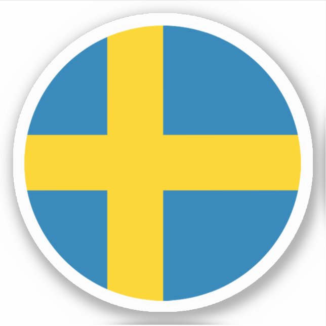 Adesivo Redondo Bandeira da Suécia (Frente)