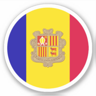 Adesivo Redondo Bandeira de Andorra
