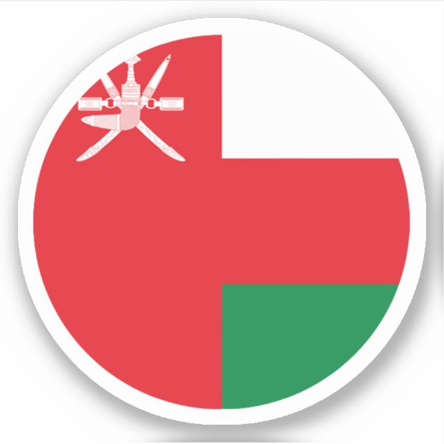 Adesivo Redondo Bandeira de Omã (Frente)