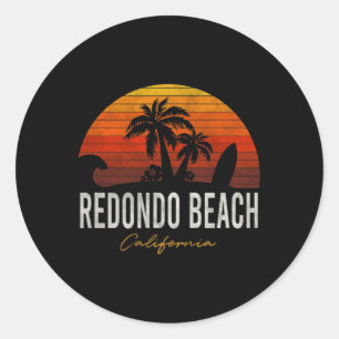 Adesivo Redondo Beach California Palms Férias Surf Sundo