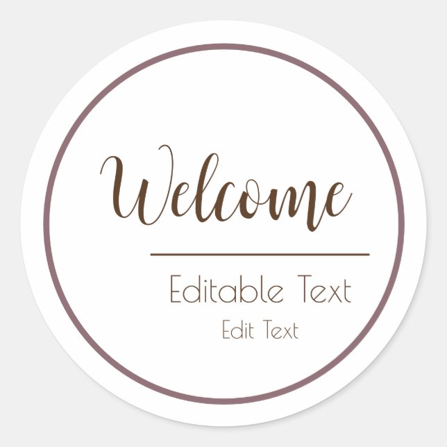Adesivo Redondo Bem-vindo Design Simples Minimalis (Frente)