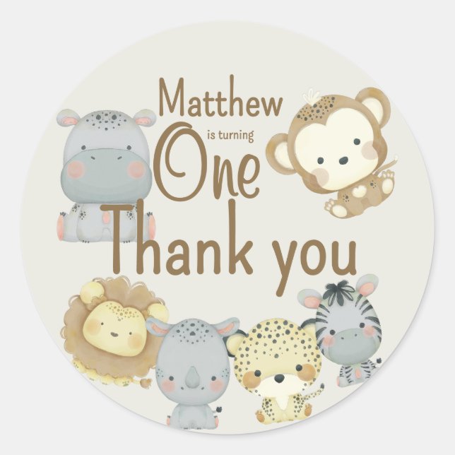 Adesivo Redondo Boho Safari Aniversário (Frente)