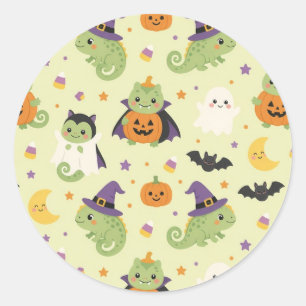 Adesivo Redondo Camaleões de Fantasia de Halloween