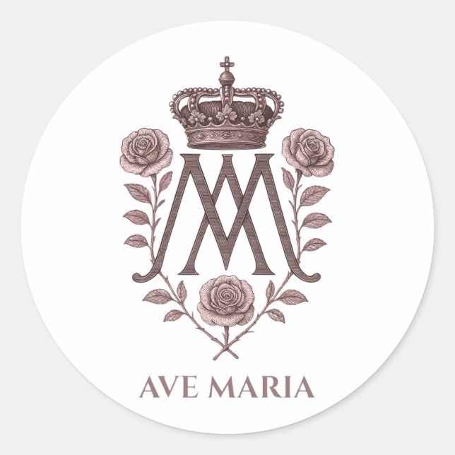 Adesivo Redondo Católico Auspice Maria (Frente)