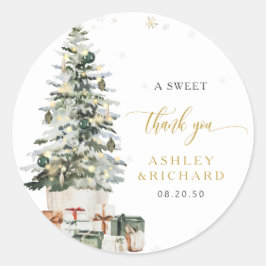 Adesivo Redondo Clássico Árvore de Natal Casamento