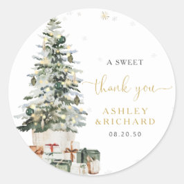 Adesivo Redondo Clássico Árvore de Natal Casamento