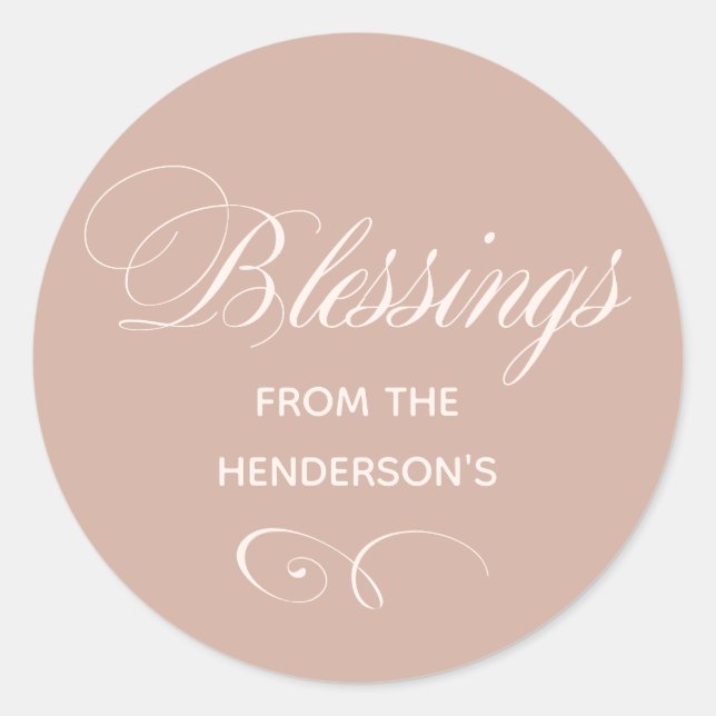 Adesivo Redondo Clássico Beige Blessings (Frente)