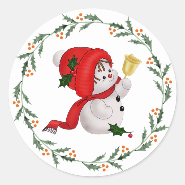 Adesivo Redondo Clássico Boneco de Neve Bebê (Frente)
