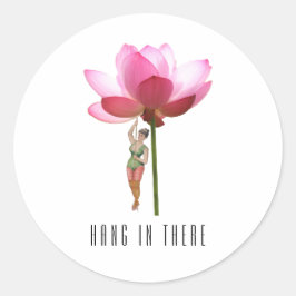 Adesivo Redondo Clássico Branco Cor-de-Rosa Preta