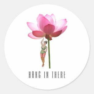 Adesivo Redondo Clássico Branco Cor-de-Rosa Preta