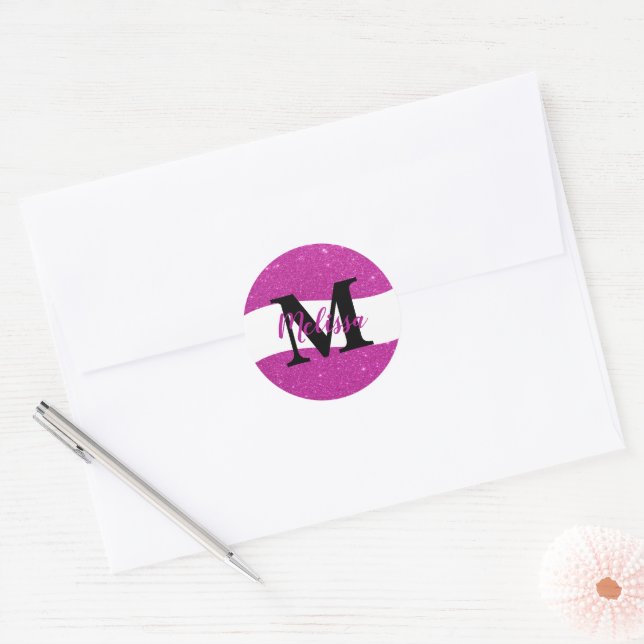 Adesivo redondo clássico com brilho personalizado (Envelope)