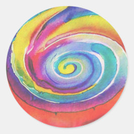 Adesivo redondo clássico com espiral a cores