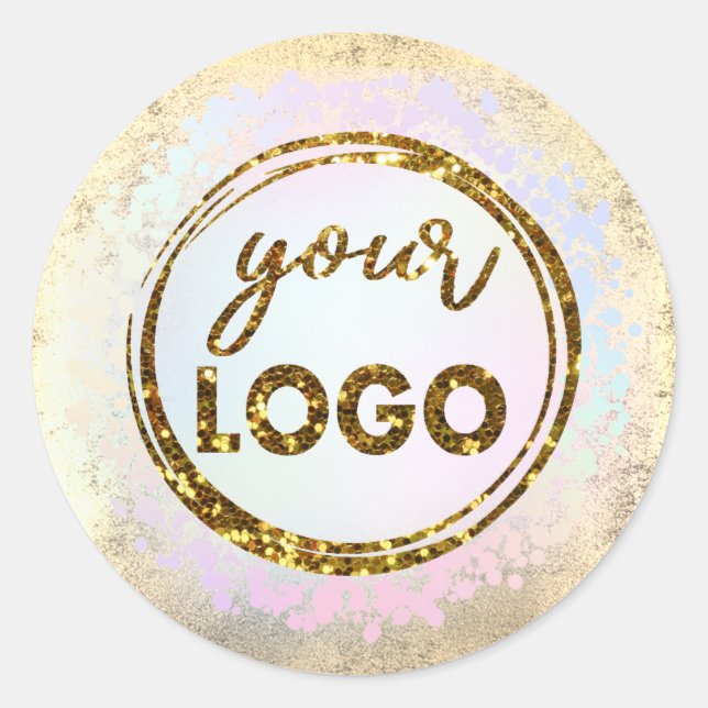 adesivo redondo clássico com logotipo (Frente)