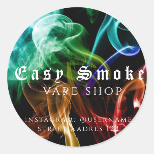 Adesivo Redondo Clássico da Loja de Vape Fumaça Co