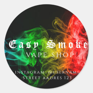 Adesivo Redondo Clássico da Loja de Vape Fumaça Co