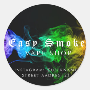 Adesivo Redondo Clássico da Loja de Vape Fumaça Co