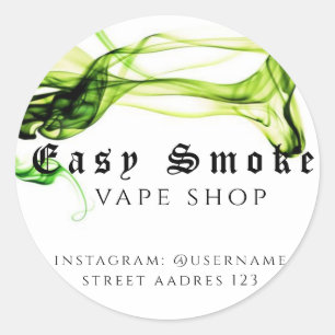 Adesivo Redondo Clássico da Loja de Vape Fumaça Co