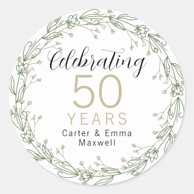 Adesivo Redondo Clássico de 50º Aniversário (Frente)