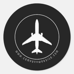 Adesivo redondo clássico de aeronave branca moder