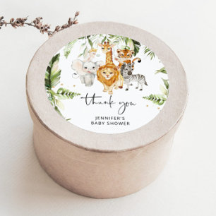 Adesivo redondo clássico de animais de safari para