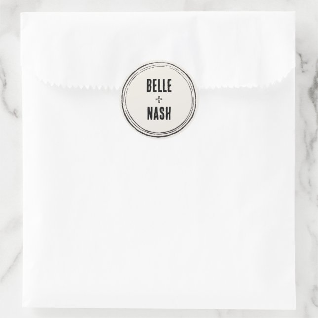Adesivo Redondo Clássico de Casamento Rústico Boho (Bolsa)
