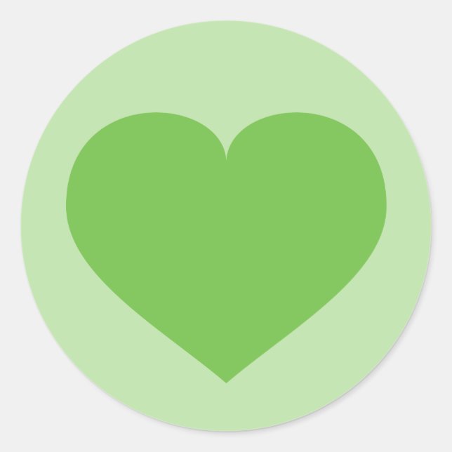Adesivo redondo clássico de coração verde (Frente)