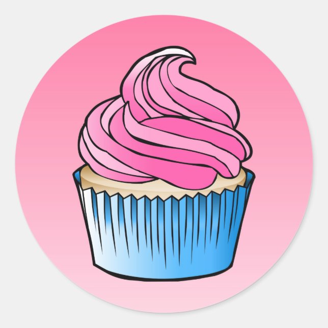Adesivo Redondo Clássico de Cup Cake (Frente)